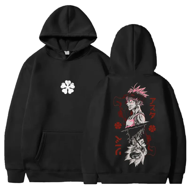 Black Clover Asta Printed Hoodies Manga Fashion Hooded Tops Men Women Clothing Long Sleeves Casual Fleece Loose Soft Streetwear — image 4