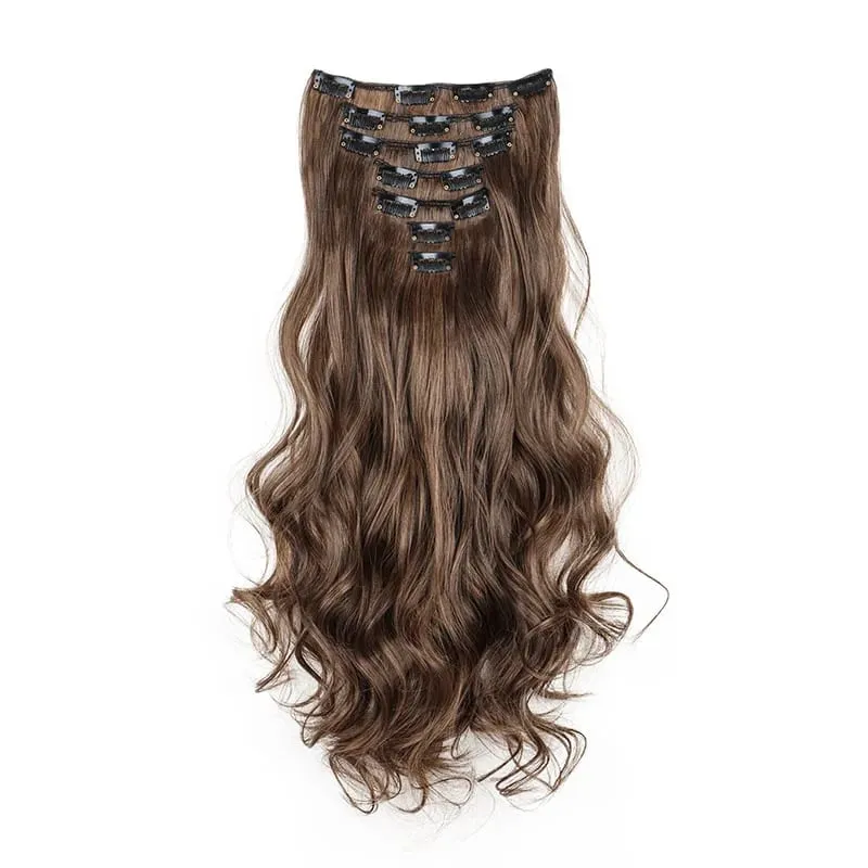 Clip In Hair Extensions 7 PCS Full Head 18Inch Long Curly Wavy Synthetic Hair Pieces Natural Wavy For Women GirlsHair cosplaywig — image 10