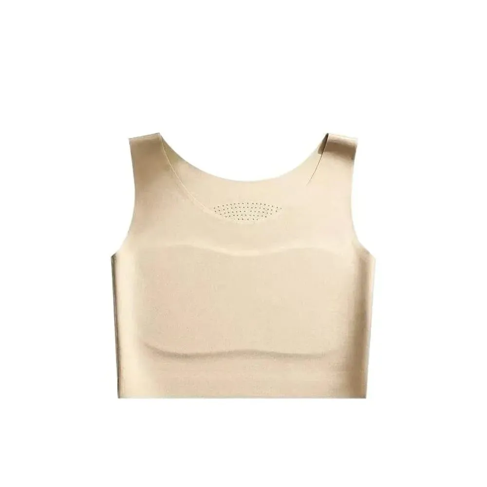 S/M/L/XL/XXL Chest Binding Underwear U Neck Design Fixed Cup Invisible Seamless Bra Soft Steel Ring Ice Silk Material — image 4
