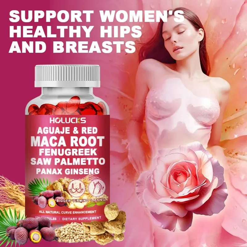 Aguaje + Fenugreek Capsules Support Bigger Butt & Breast for Firming & Lifting with Maca Saw Palmetto Panax Ginseng