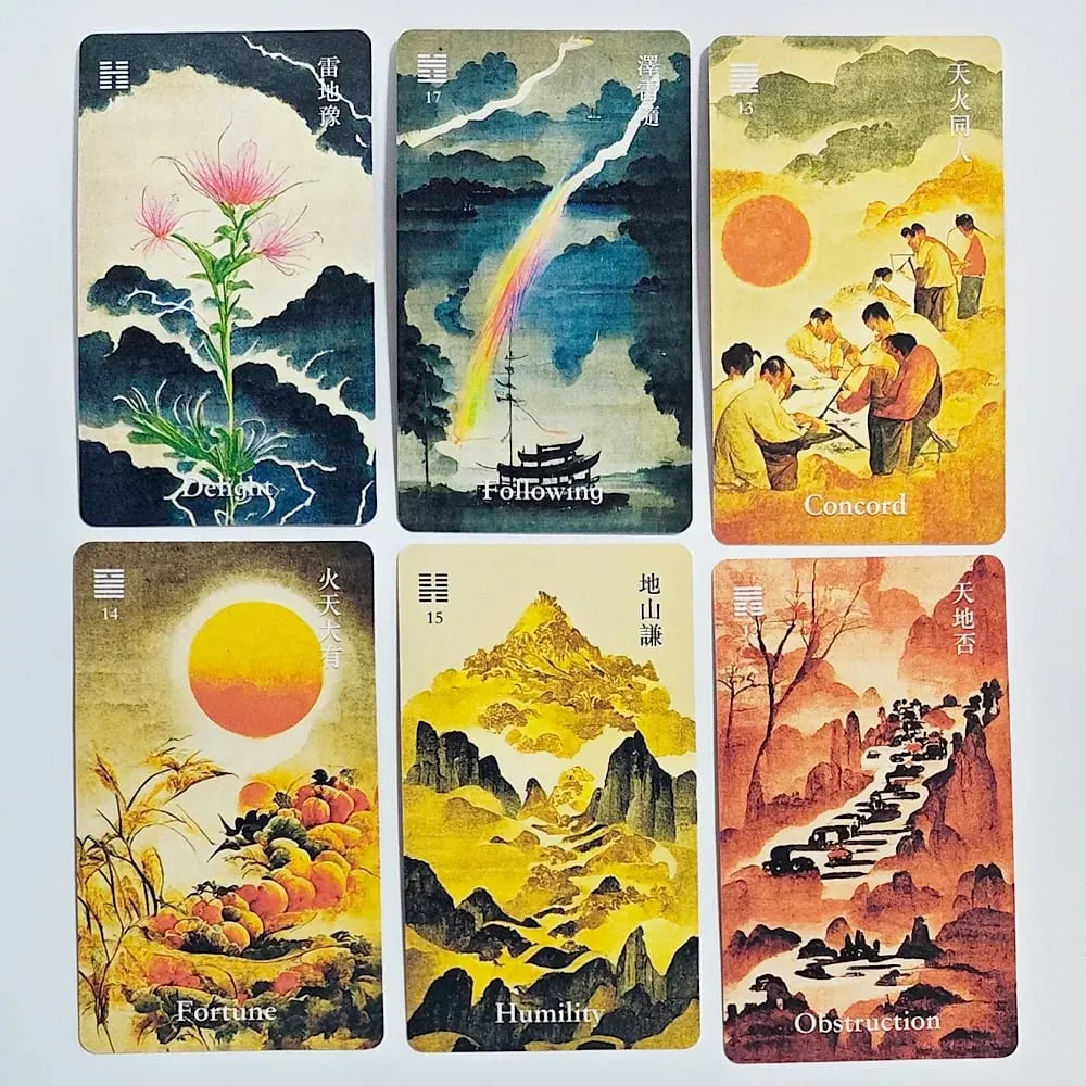 64Cards I-Ching Oracle Deck Traditional Ink Art Style Chinese Divination Tool for Spiritual Guidance and Meditation 10.3*6cm — image 3
