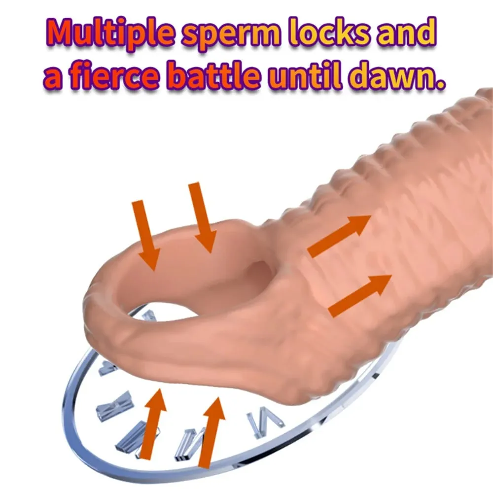 Men Penis Ring Masturbation Cock Ring Time Delay Ejaculation Erection Lasting Chastity Cage Scrotum Sleeve Dick Enlarger Sex Toy — image 4