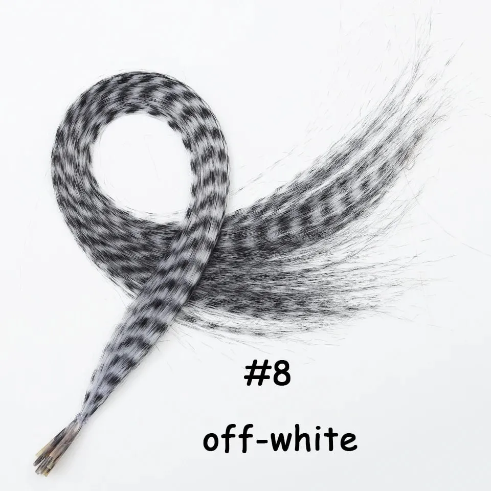Synthetic Colored Feather Hair Extensions 16Inch Blue Purple For Women Zebra Line Feather Hairpiece For Women New Year Carnival — image 14