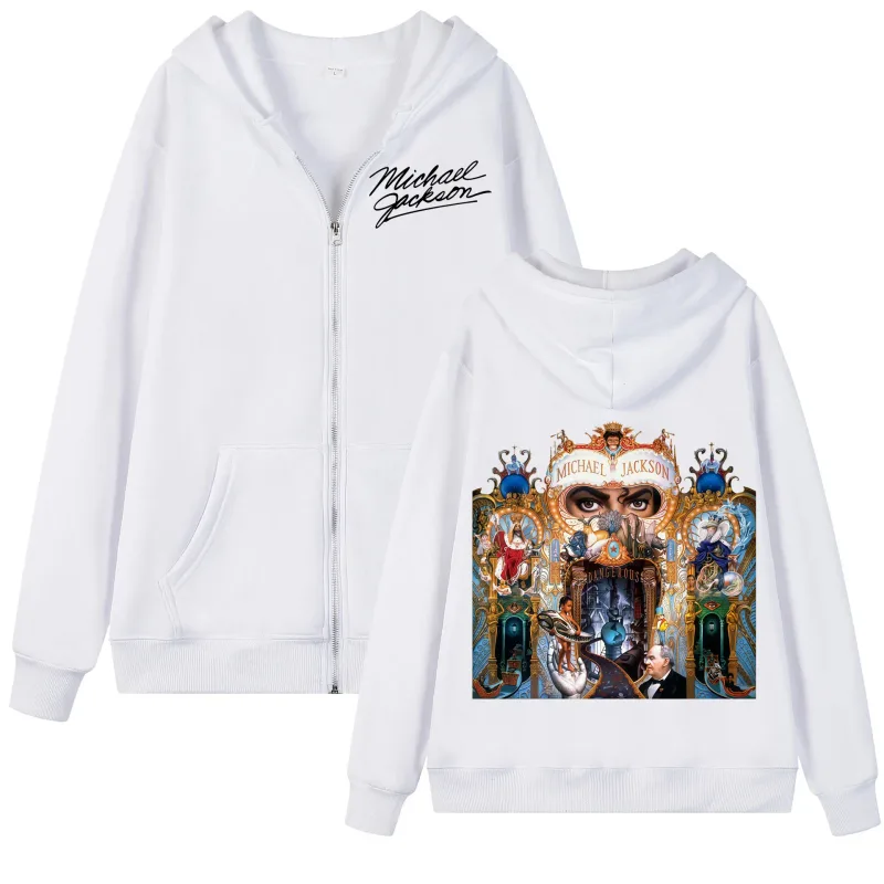Singer Michael Jackson Album Graphic Zipper Hoodie Men Women Fashion Rock Zip Up Pullovers Harajuku Y2k Style Hooded Sweatshirts — image 2