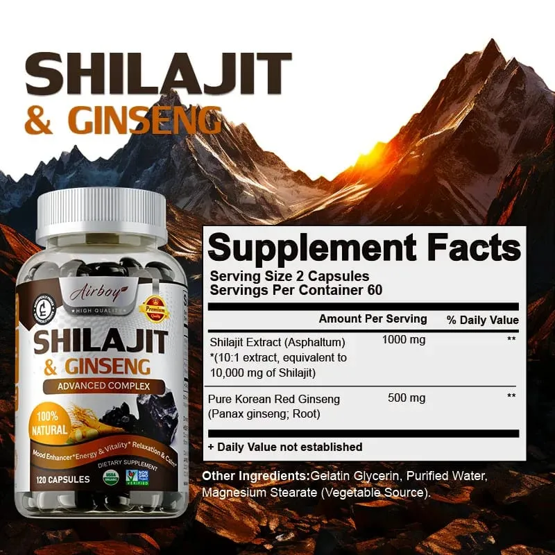 Shilajit & Ginseng - Energy & Vitality Support Improve Mental Clarity Immune Support Increase Endurance Muscle Growth