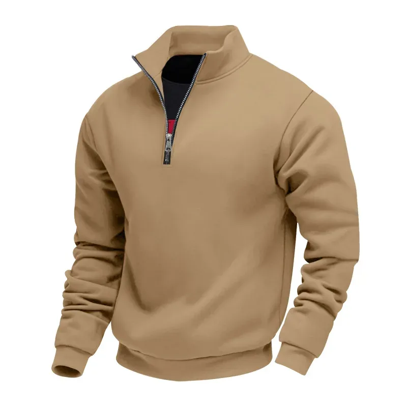 2026 New Fleece Lined Half Zip Sweatshirt for Men, Autumn Winter Solid Color Plus Size Casual Pullover Hoodie Daily Leisure Wear
