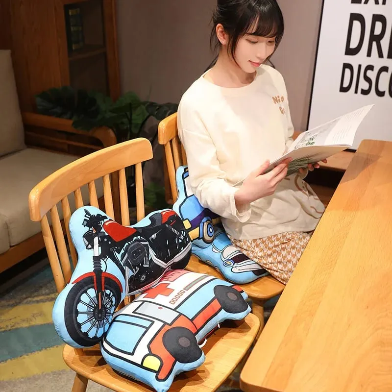 Transportation Vehicle Plush Pillow Recreational Vehicle Excavator Ambulance Airplane Motorbike Taxi Fire Truck Cushion Decor