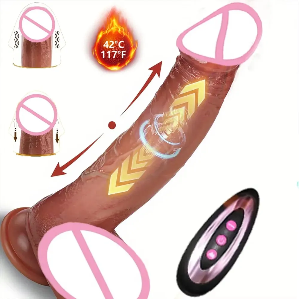 Dildo - 9.0 inch Telescopic Dildo Vibrator Sex Toy - with 10 Insertion And 10 Vibration And Heating Modes Realistic Dildo for G-Spot Anal Stimulation Silicone Dildo Remote Control Female Couple Adult Sex Toy — image 1