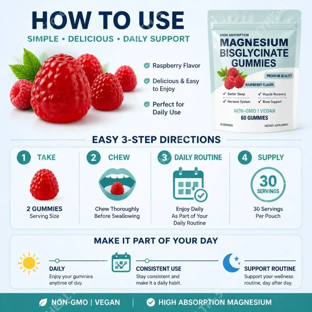 Magnesium Bisglycinate Gummies for Adults 400mg High Absorption for Sleep Nervous System Health Muscle Recovery Bone Health 60ct — image 6