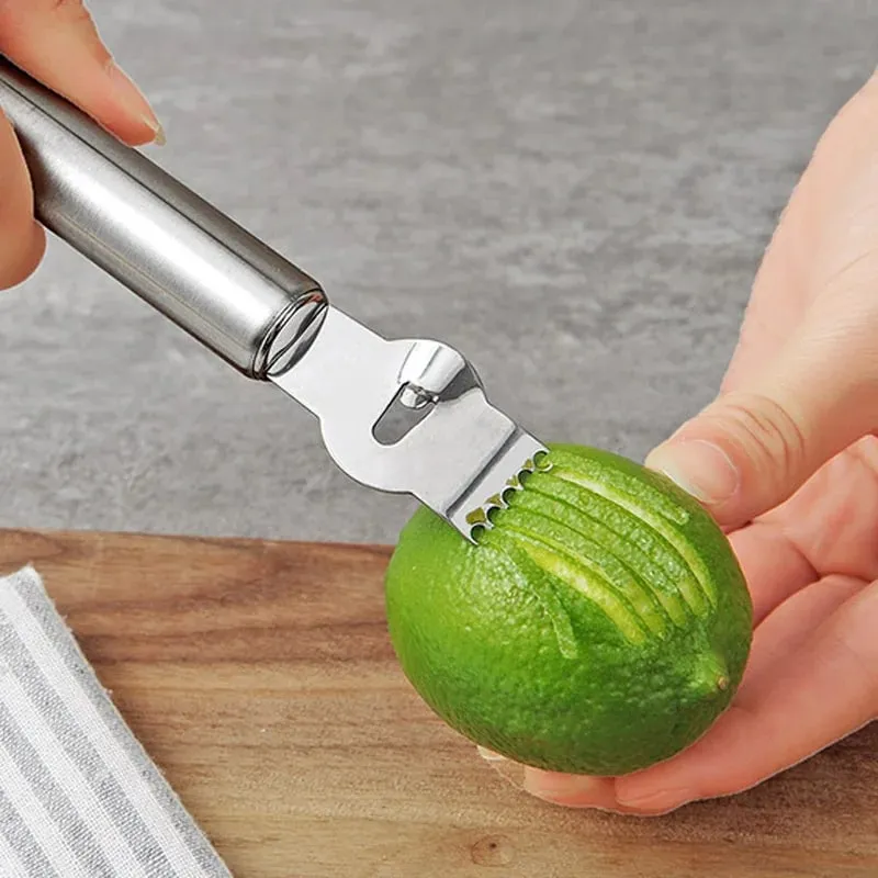 Stainless Steel Lemon & Orange Peeler - Dual-Purpose Citrus Fruit Knife Kitchen Gadget Bar Accessory Versatile Kitchen Tool