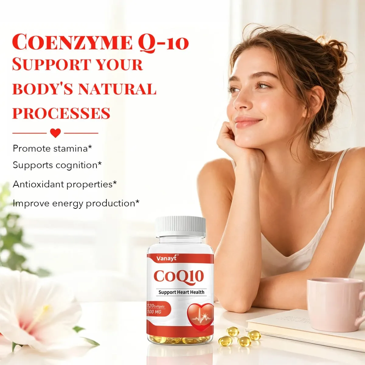 120pcs Coenzyme Q10 100mg Capsules Support Heart Cardiovascular Health Boost Energy Antioxidant Supplement — image 5
