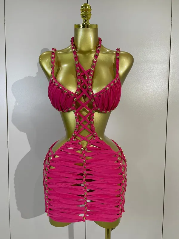 Sexy Black Halter Neck Perspective Hollow Mini Dresses 2026 Women Summer Backless Nightclub Party Evening Club Performance Dress — image 8