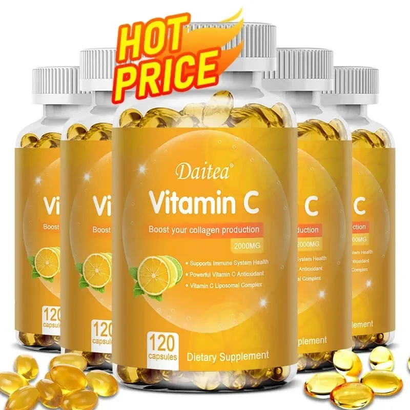 ビタミン C 2000 mg がコラーゲンの生成を促進します ビタミン C リポソーム栄養補助食品 非遺伝子組み換えおよびグルテンフリー ベジタリアン向け — image 5