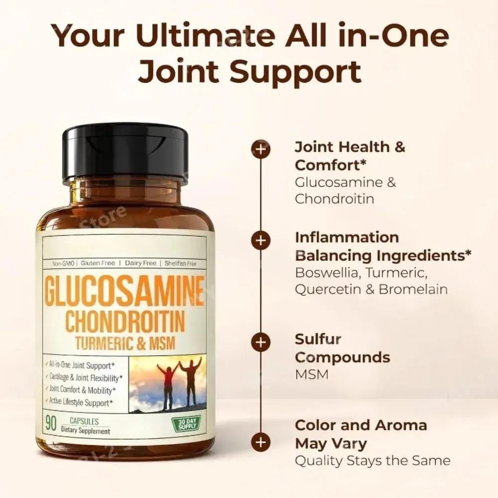 Glucosamine Chondroitin MSM Supplement Capsules with Turmeric Daily Joint Care Support Formula 90 Pieces — image 6