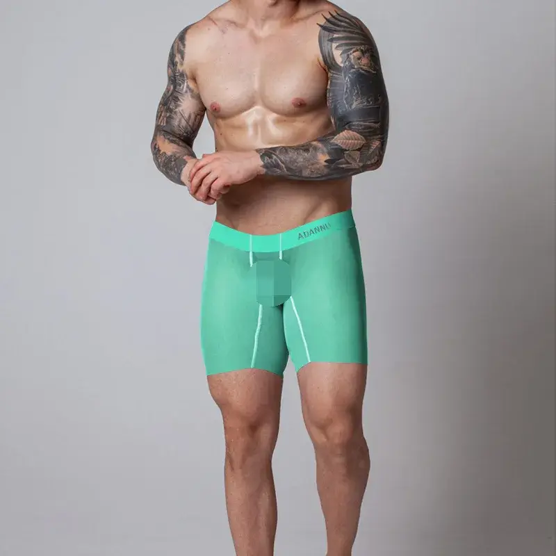 Pakaian Dalam Pria Ultratipis 0.01Mm Celana Boxer Panjang Celana Dalam Kebugaran Gym Transparan Sutra Es Pendingin Slip Jaring Mulus — image 12