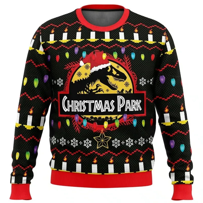 Jurassic Park Dinosaurs Merry Christmas Clothing Gifts Santa Claus sweaters Men's and women's hoodies 3D Autumn and Winter Party — image 10