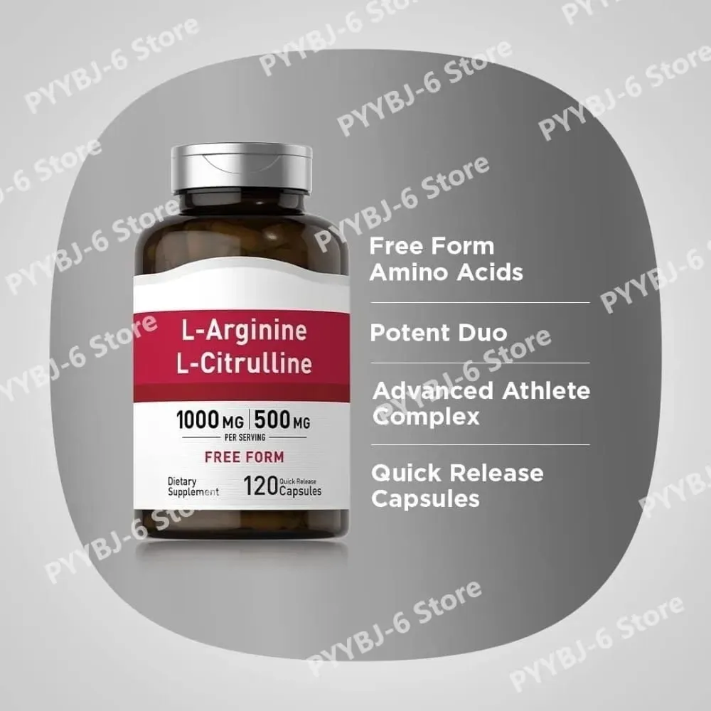 L-Arginine L-Citrulline Capsules 1000mg/500mg Free Form Amino Acid Supplement for Fitness Support & Active Lifestyle 120 Ct — image 4