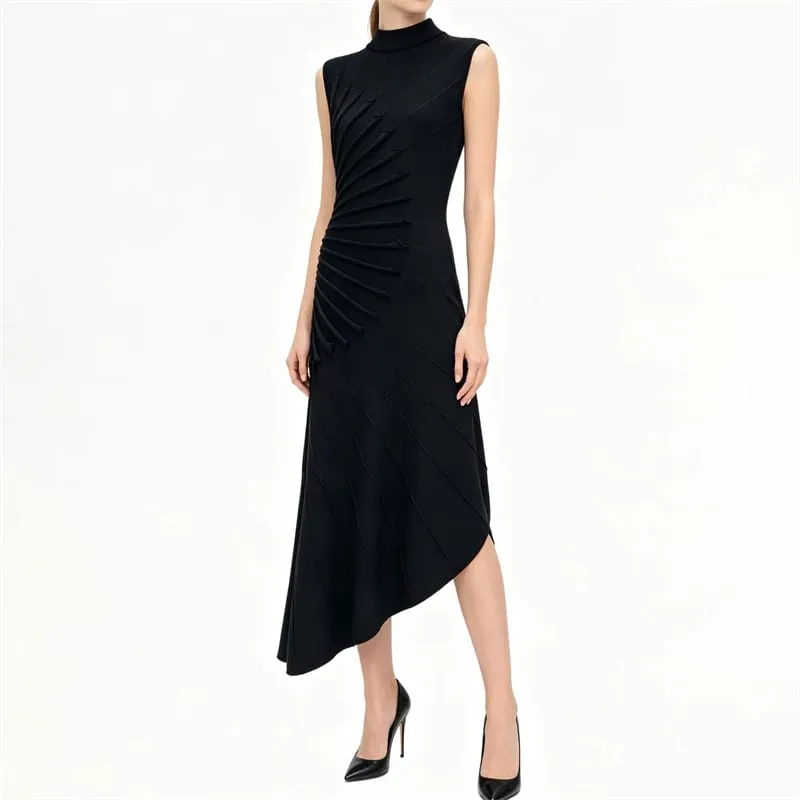Spring/Summer 2026 High-Quality Asymmetrical Knitted Knot Sculpture-Style Sleeveless Dress Slimming Elastic Fitted Vest Skirt — image 3