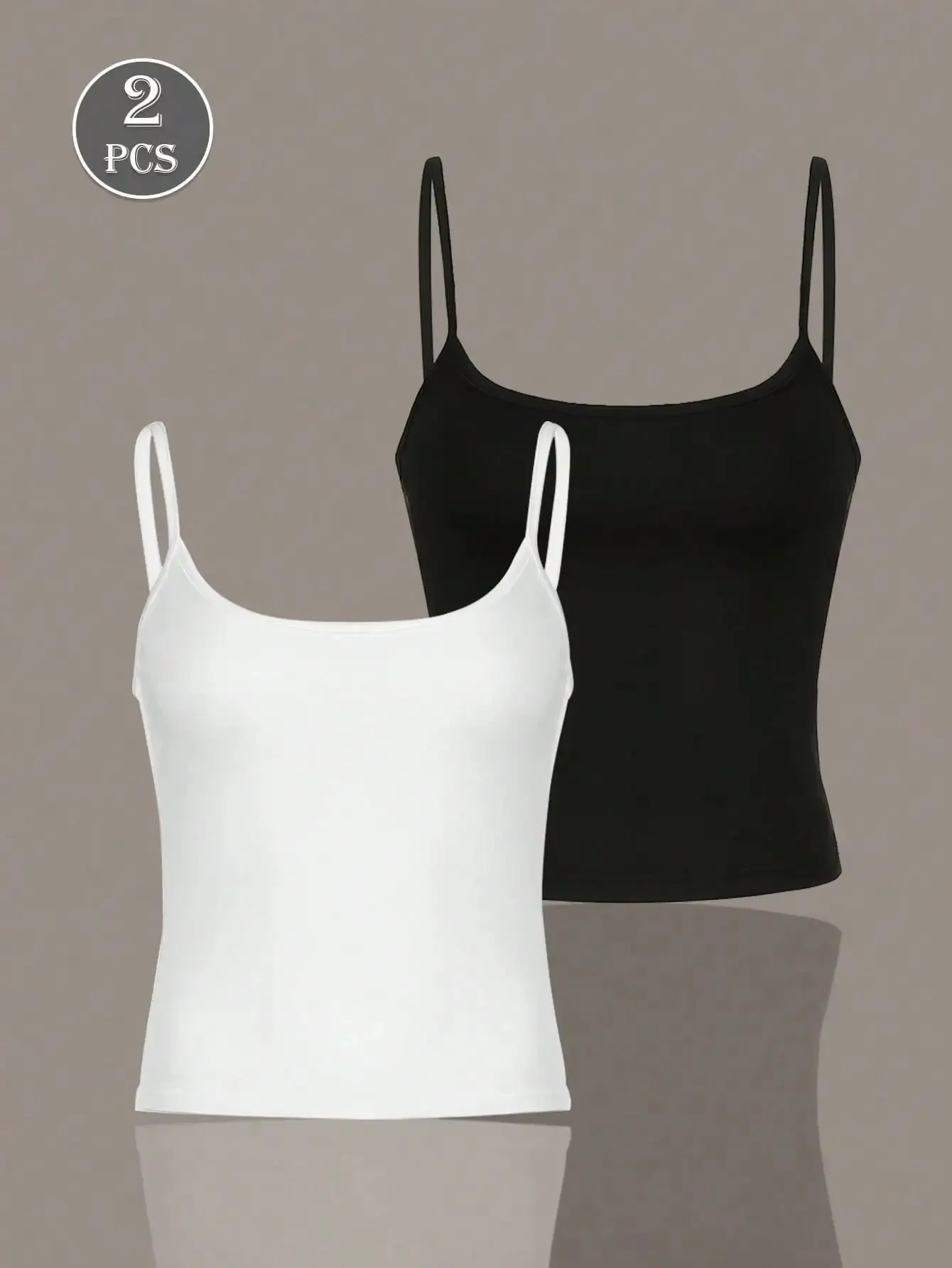 2pcs Women Tank Top Camisole Sexy Low Neckline Spring Summer White Crop Top Undergarments Versatile & Basic Outerwear Outfit — image 6