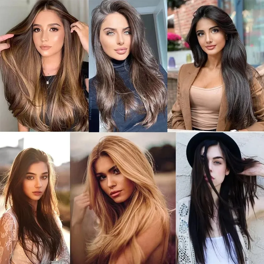 Long Straight Hairstyle 16 Clips 7 Pcs/Set Hair Extensions Natural Synthetic Blonde Black Hairpieces Heat Resistant For Women Kp — image 7