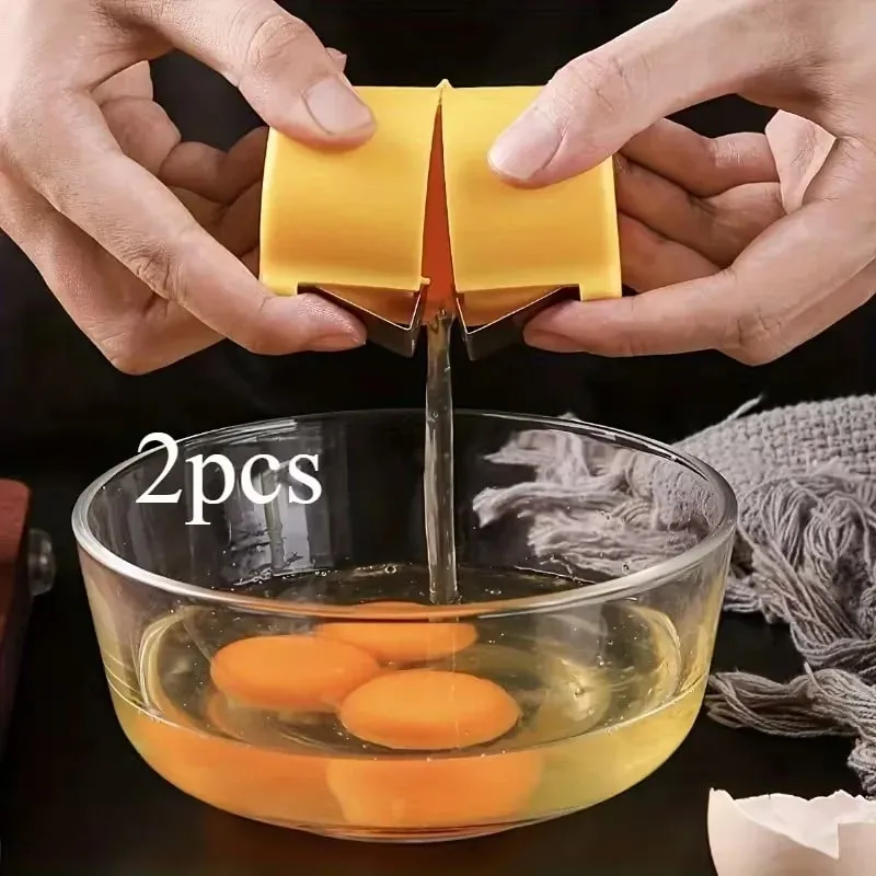 2pcs Egg Separator & Peeler - Quick & Easy Manual Egg Separator with Blades Non-Slip Base Compact Design for Home Cooking Bak