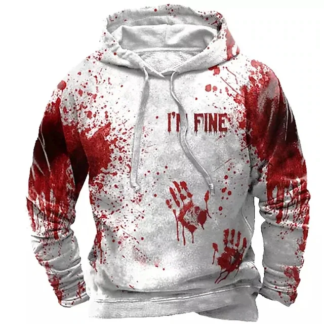 Halloween Blood Printed Hoodies letter pattern3D Print Hooded Pullover Sweatshirt Fashion Hoodie Streetwear Long Sleeve Tops — image 5