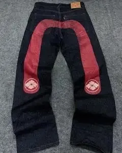 90er Jahre Retro Y2K Neue Hip Hop Straight Jeans Street Bestseller Personalisierter Druck High Street Herren Casual Loose Jeans Paar — image 2