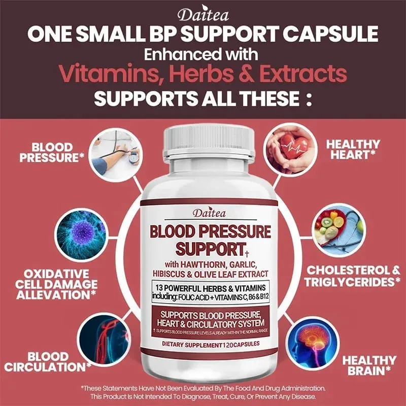 Daitea Integratore per il Supporto alla Salute Circolatoria con estratti di Aglio di Biancospino e Foglie di Olivo - Per il Supporto del Cuore - 120 Capsule