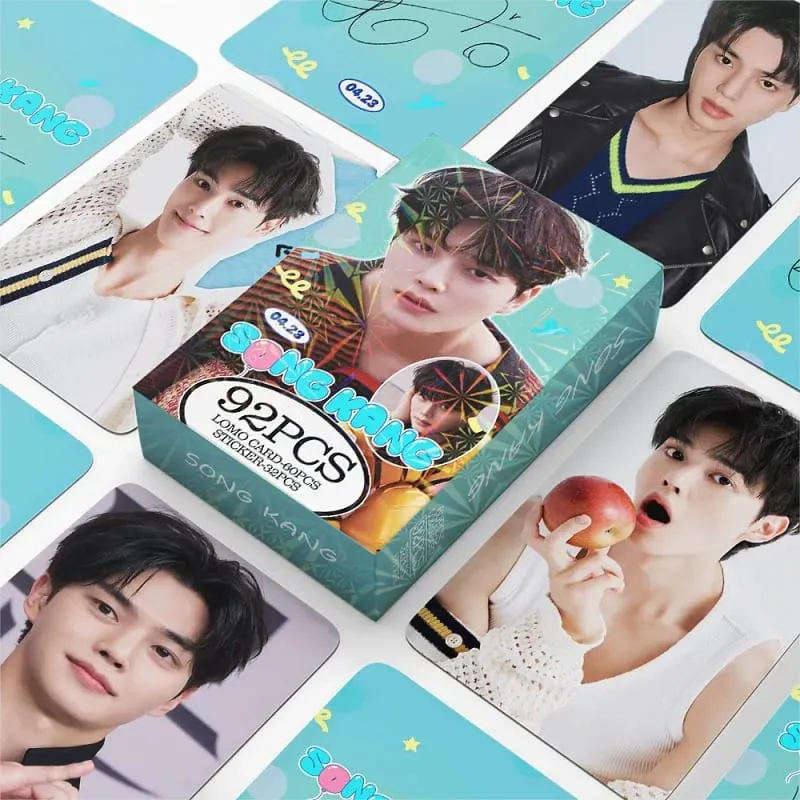 92Pcs/Set Song Kang Lomo Cards 60PCS HD Photo Cards + 32PCS Mini Stickers Korean Actor Photocards for Fans Collection