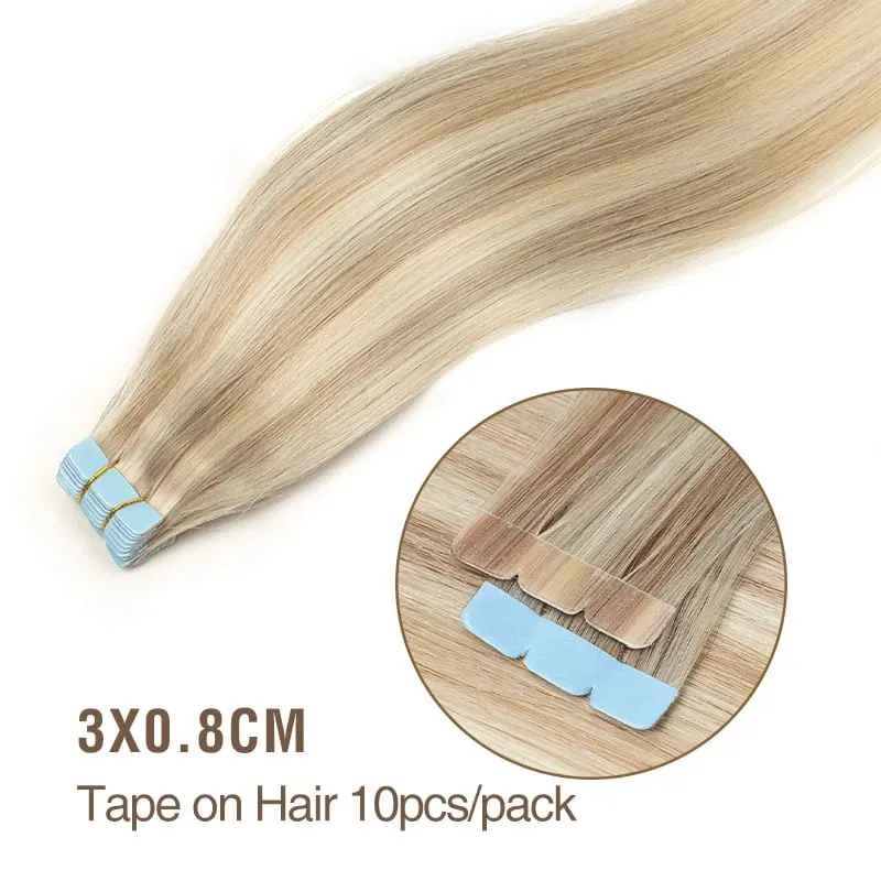 Mini Tape in Human Hair Extensions Natural Straight Tape in Extentions 3x0.8cm Invisible Tape 10pcs/pack For Side Hair