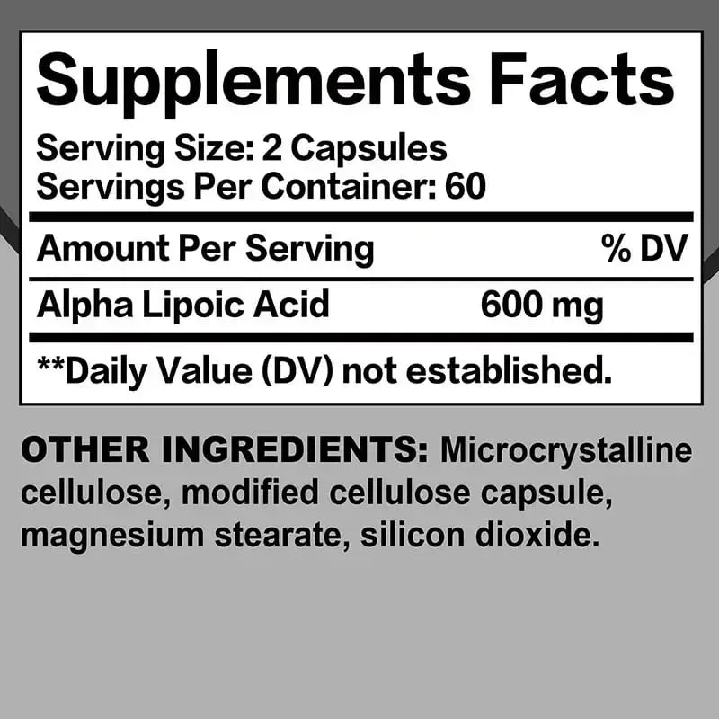 Alpha Lipoic Acid 600mg - Powerful Antioxidants Skin Care Protecting Liver Brain and Nerve Health Energy Metabolism — image 3
