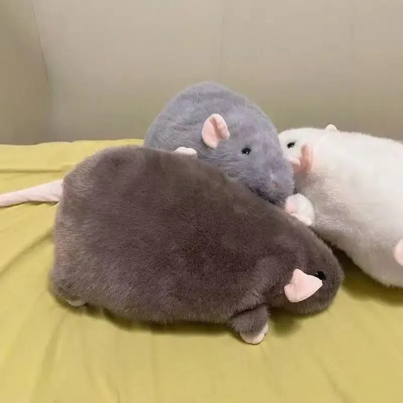Floral Branch Rat Plush – Cuddly Mouse Pillow in 3 Sizes (35/50/90cm) Adorable Kawaii Stuffed Animal for Bed or Couch Decor