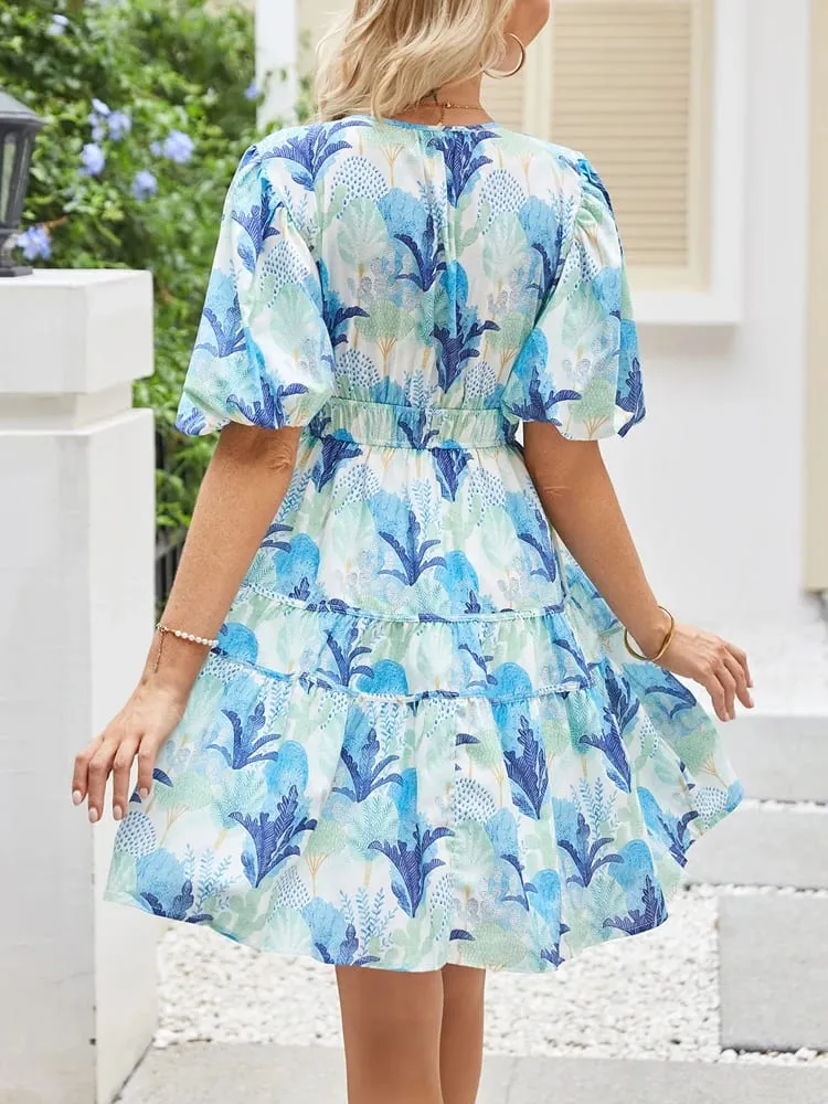 New Summer Comfortable and Loose-Fitting Short-Sleeve Casual Women's Dress with an Elegant V-Neck and Fashionable Print — image 6