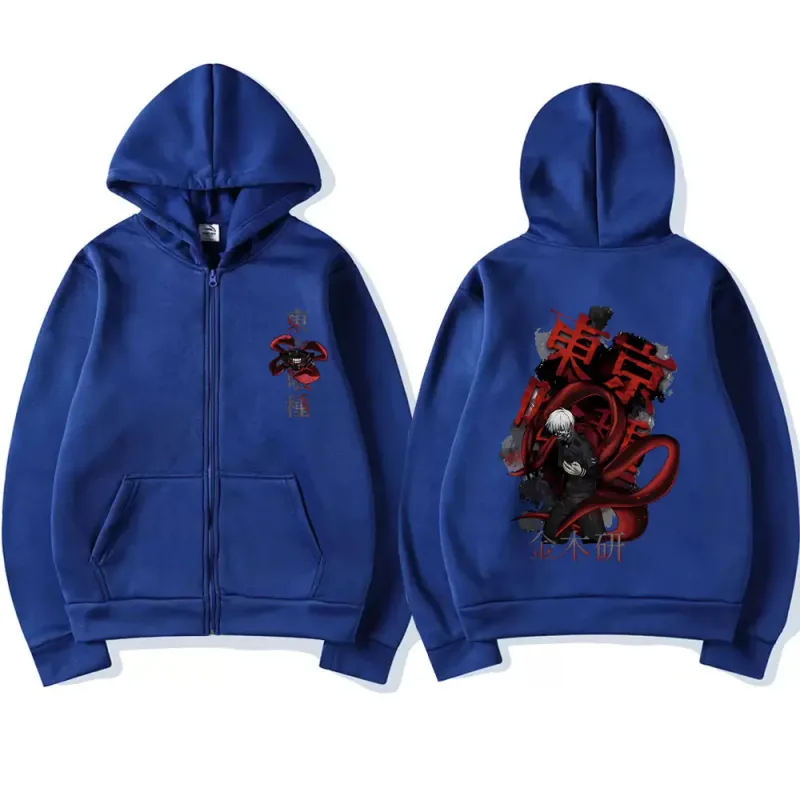 Anime Tokyo Ghoul Kaneki Ken Graphic Zipper Hoodie Men Women Casual Hooded Pullover Fashion Oversized Zip Up Sweatshirts Jackets — image 5