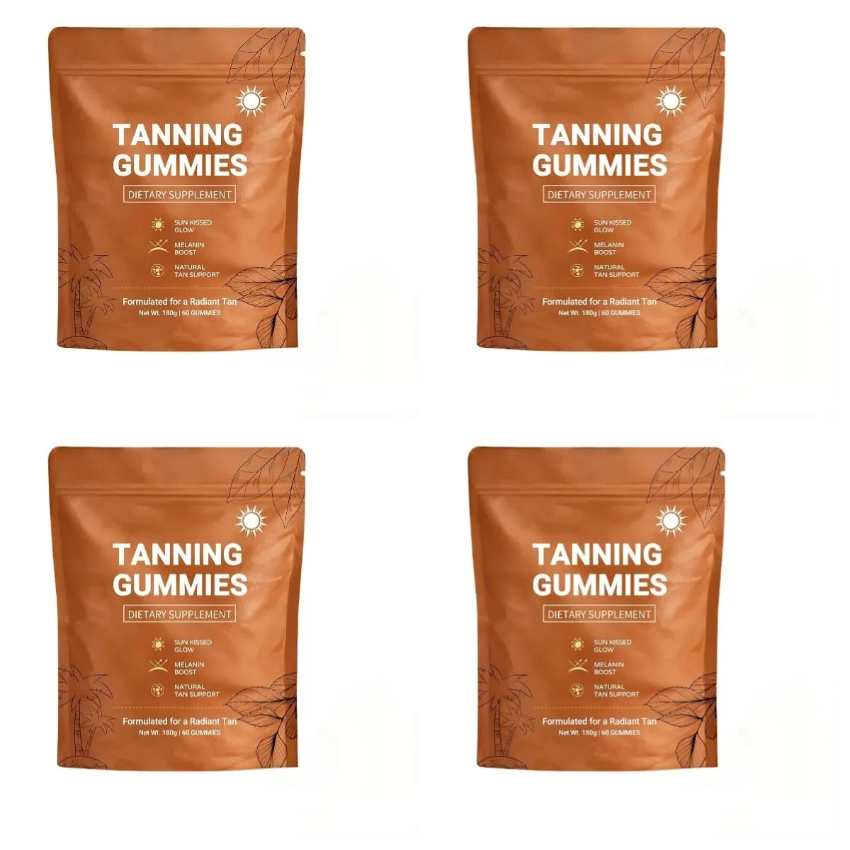 Tanning Gummies til kvinder Solfri Bronzing Glow Support Vegansk Sukkerfri Ikke-GMO Astaxanthin & Lycopen 60 Antal — image 9