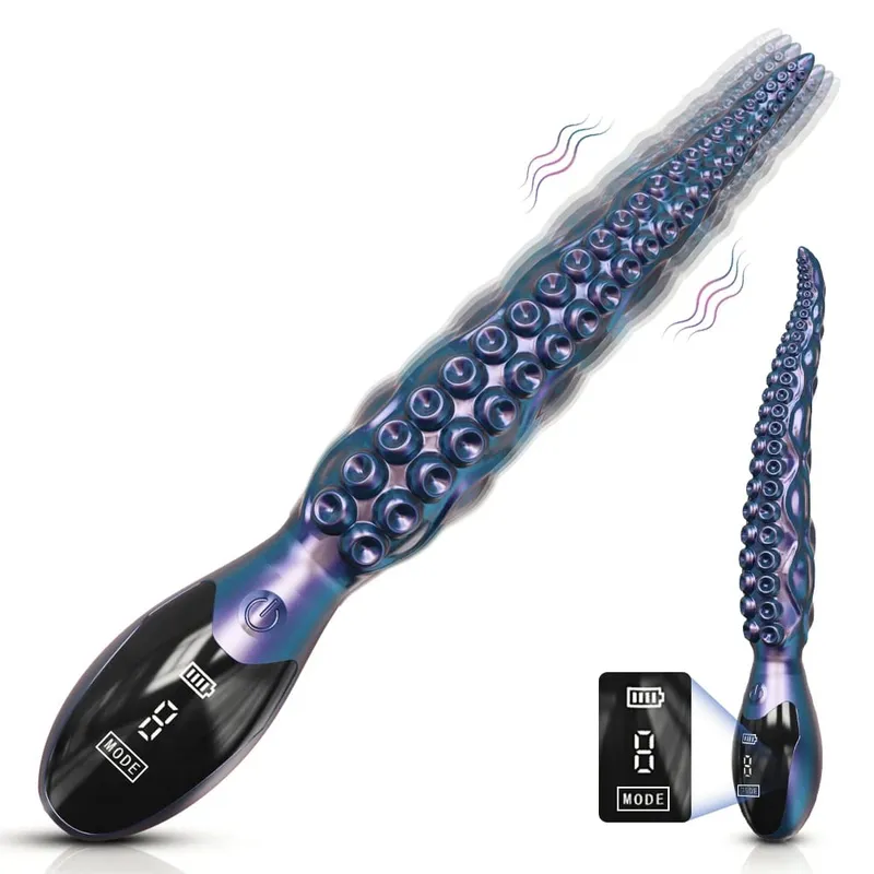 Vibrating Realistic G-Spot Dildos - LED Display Octopus Tentacle Clitoral Vibrator 10.7" Silicone Dildo Adult Sex Toys for Women