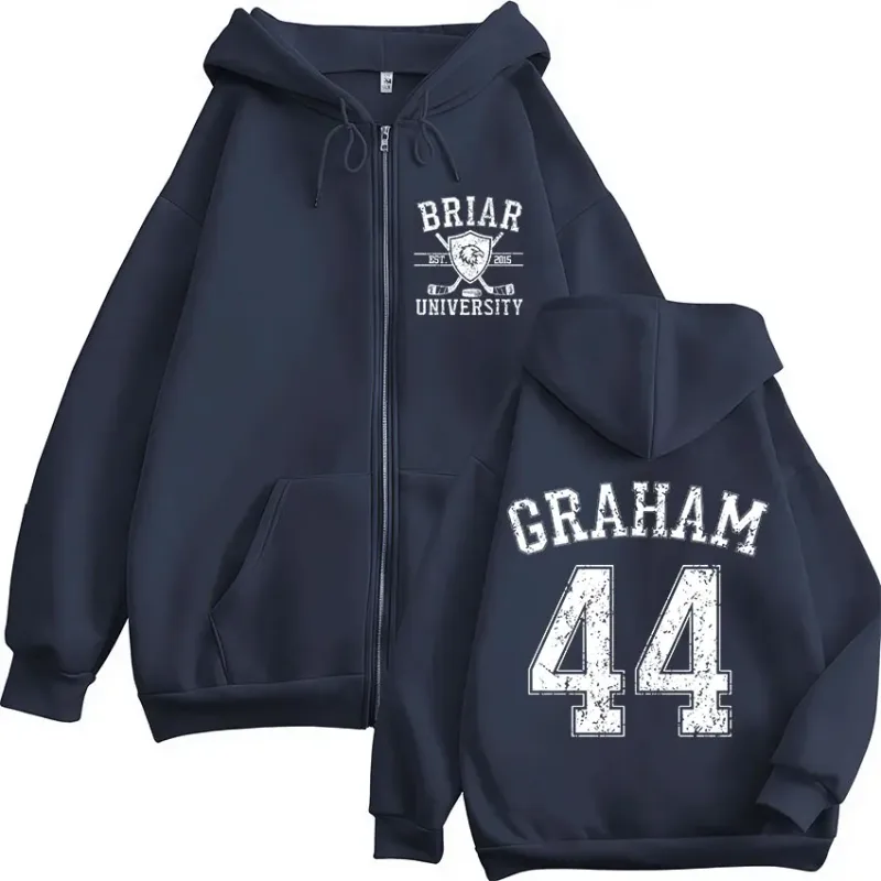 Off Campus Garrett Graham 44 Briar University Hockey Zipper Hoodies Men's Women Casual Fashion Zip Up Hooded Sweatshirts Coats — image 4