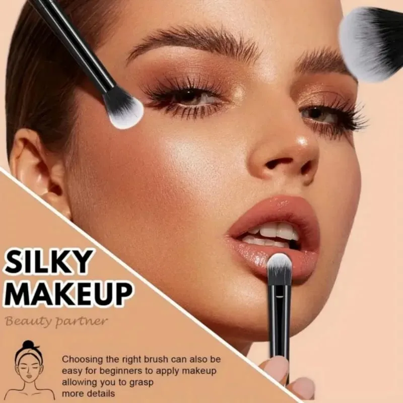 8/12pcs Multifunctional Black Makeup Brush Set With Beauty Egg Soft Bristles for All Skin Types Alcohol-Free Cosmetic Brushes