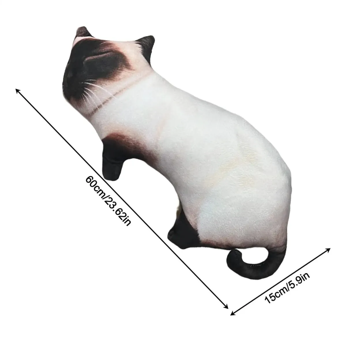 Realistic Cat Pillow 60cm Soft Plush Animal Cushion Decor Decorative Throw Pillow for Kids Adults Apartment Nursery Sofa Couch — image 7