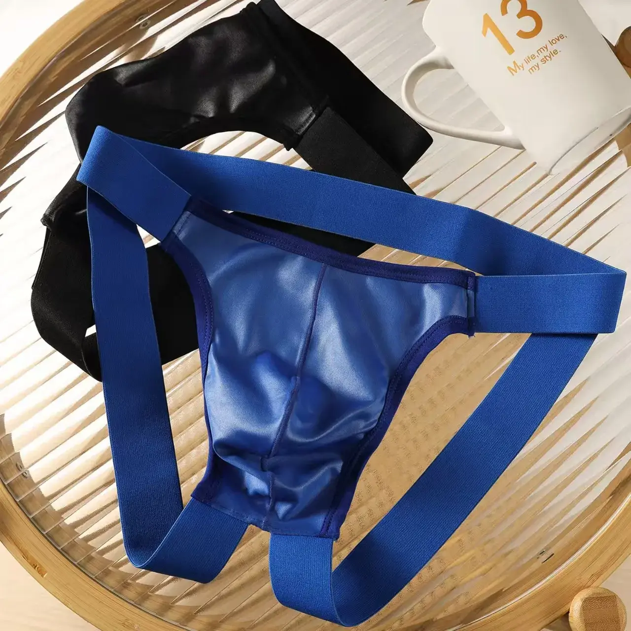Men Sexy G-string Soft Ribbed T-back Thongs Breathable Underwear Bulge Pouch Underpants Male Bikini Trunks Wide Belt Panties — image 4