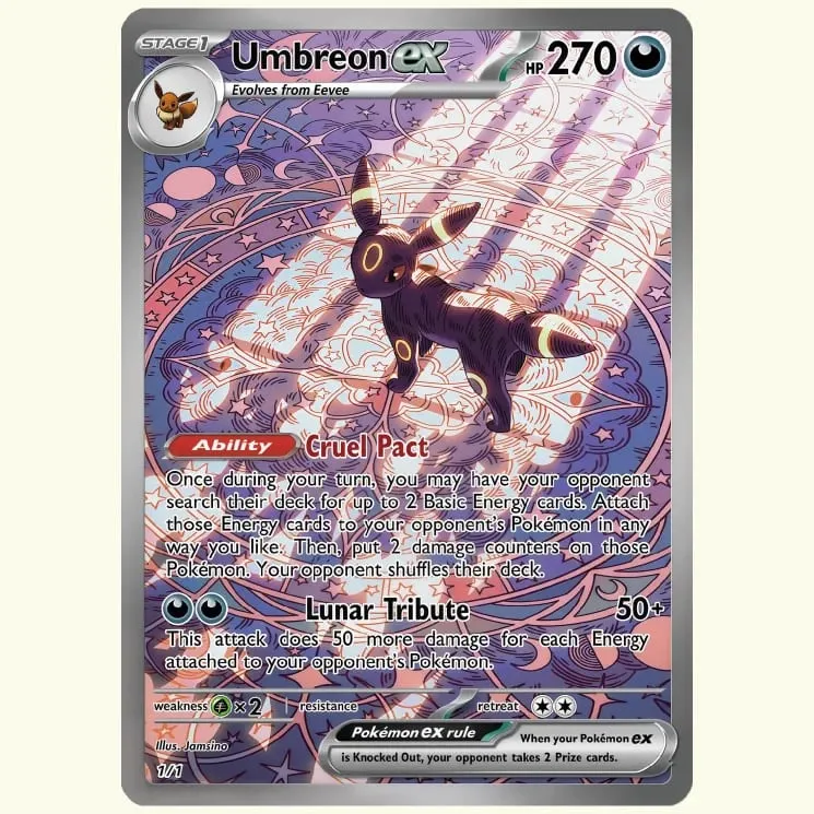 DIY Espeon Umbreon ex 2Pcs Foil Texture Cards English Version Collectible Grade Premium Anime TCG Collection Cards — image 3