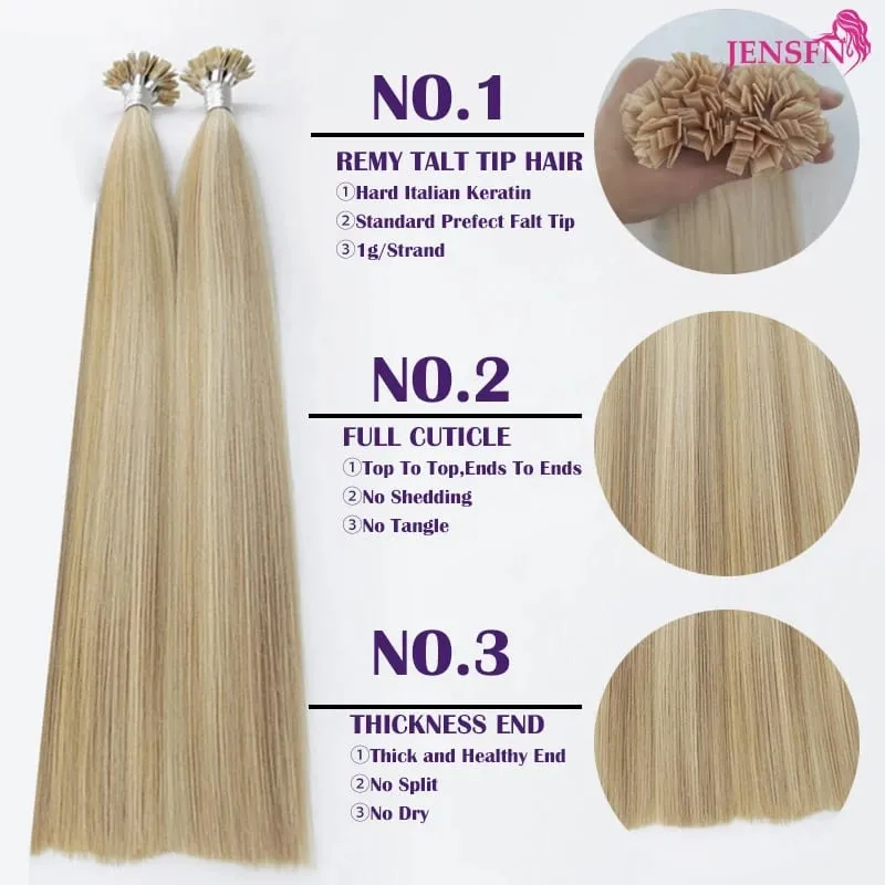 Straight Flat Tip Human Hair Extensions 16"-26" Inch 1g/Strand 100% Hair Extensions Keratin Capsule Fusion Hair For Women — image 2