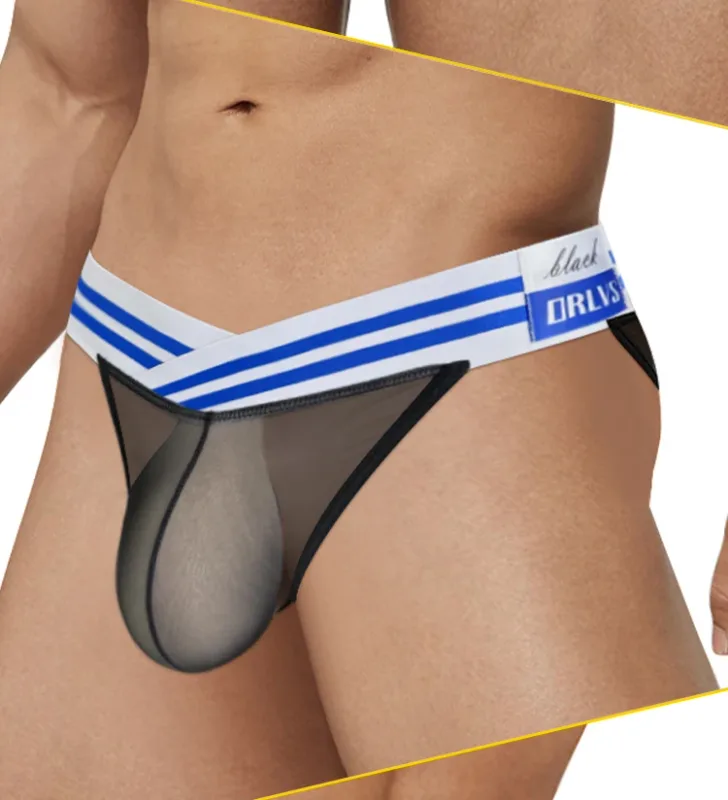 Men's Ice Silk Ultra-Thin Barely-There Mesh Sheer Briefs, Striped V-Shape Elastic Waistband Summer Daily Commute Underwear — image 23