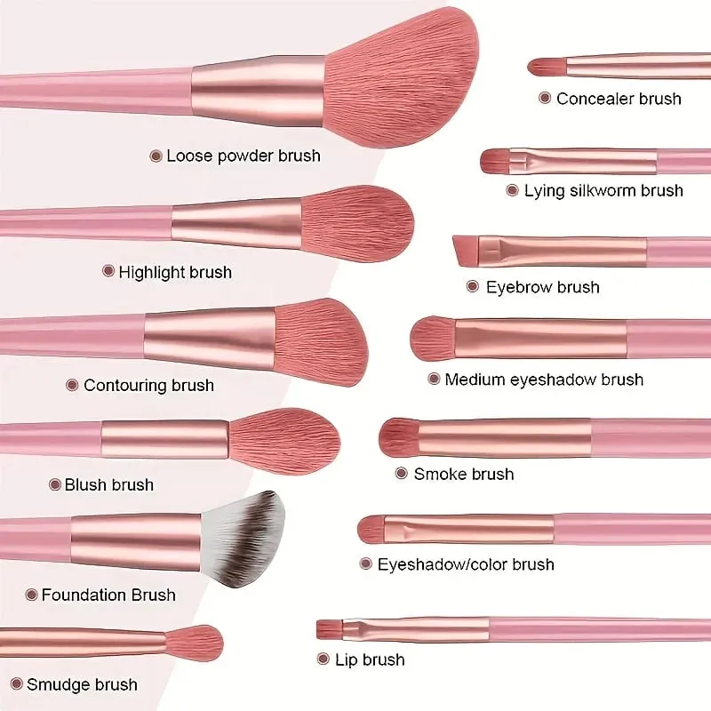 17 Pcs Makeup Brush Set with Sponge - Soft Fluffy Pink Kabuki Brushes for Foundation Powder & Eyeshadow | Beauty Kit