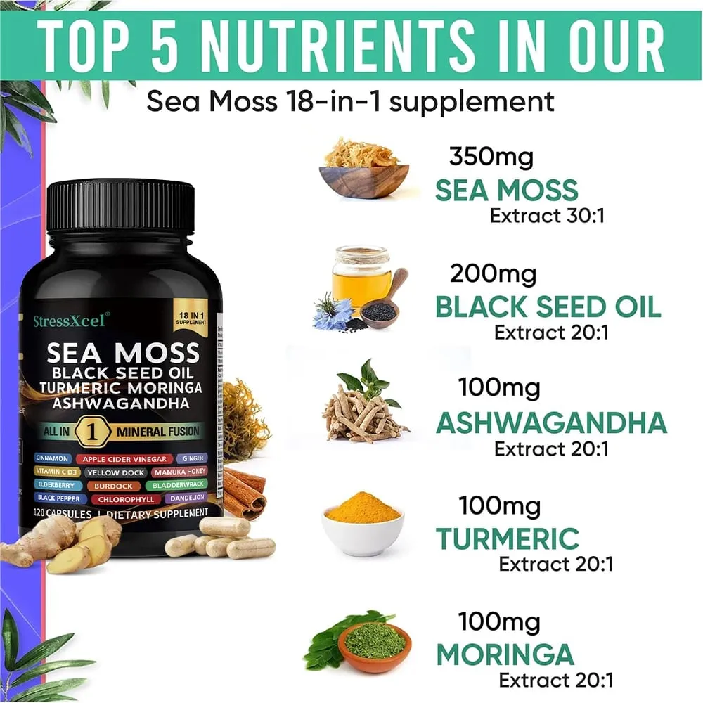 Sea Moss Supplement - Supports Thyroid Health Antioxidant Anti-aging Improve Immunity Detox Beauty Health — image 4