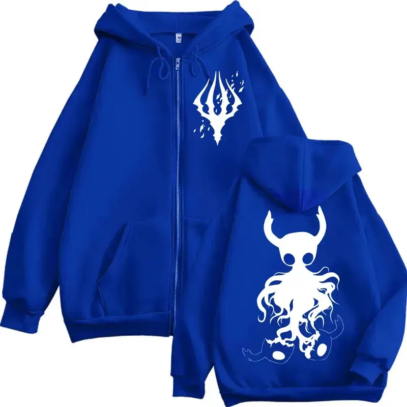 Limited Hollow Knight Game Graphic Zipper Hoodies Gothic Vintage Zip Up Hooded Sweatshirts Men Women Fashion Casual Pullovers — image 6