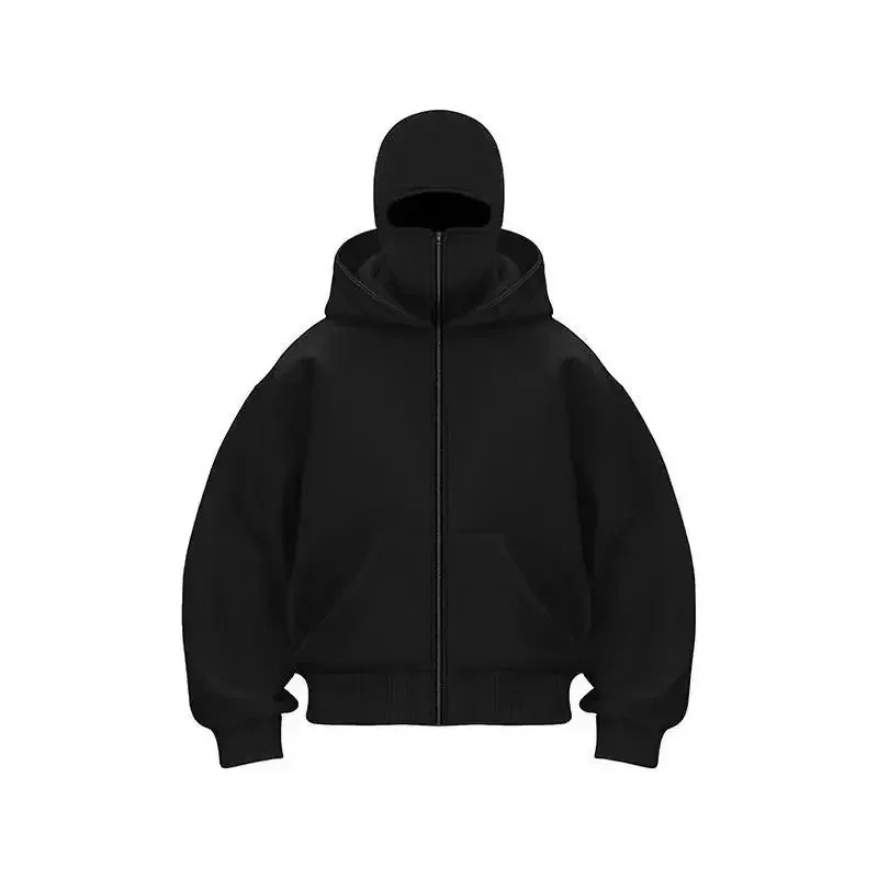 Men and Women Balaclava Y2K Gothic Harajuku Winter New Item Double Hooded Sweatshirt Men's Hooded Mask Zipper Sportswear