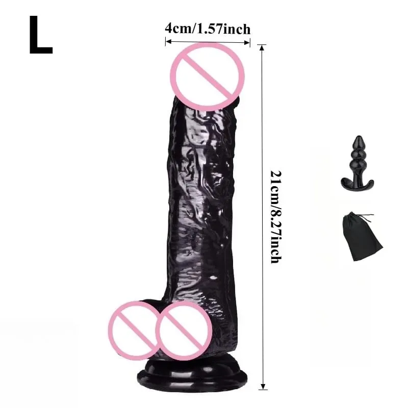 Impermeabile Realistico Nero Dildo Masturbatori Anal Gay Morbido Clitoride Massaggiatore Vaginale Pene Ventosa Cazzo Giocattoli Del Sesso per Le Donne