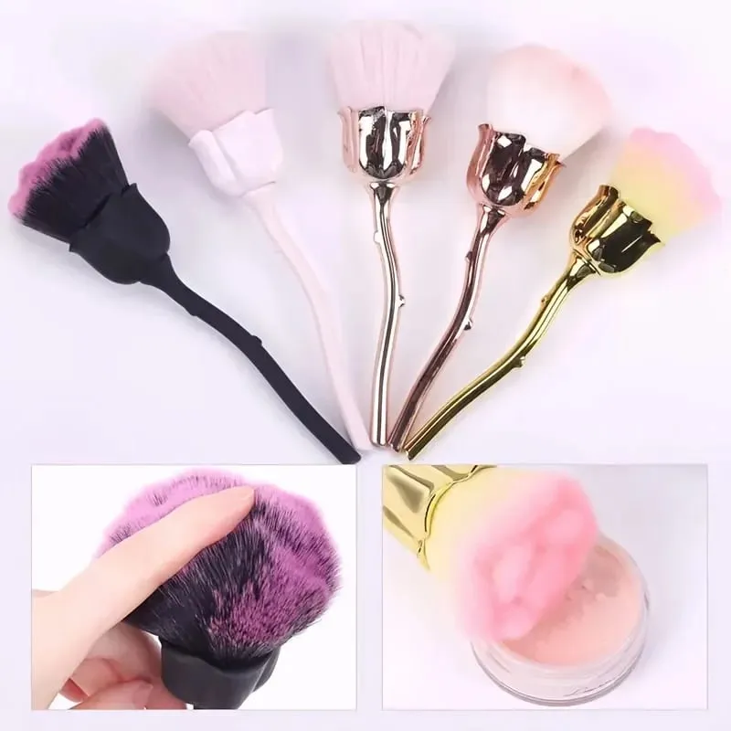 A Rose Shaped Nail Dust Brush Soft Bristles Makeup Foundation Make-Up & Powder Blusher Tools Foundation Make-Up Beauty Brush — image 1
