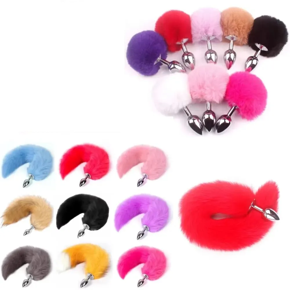Plush Rabbit Tail Fox Tail Anal Plug Metal Butt Plug Prostate Massager BDSM Cosplay Erotic Sex Toy for Women Adults Sex Toy Gift — image 1